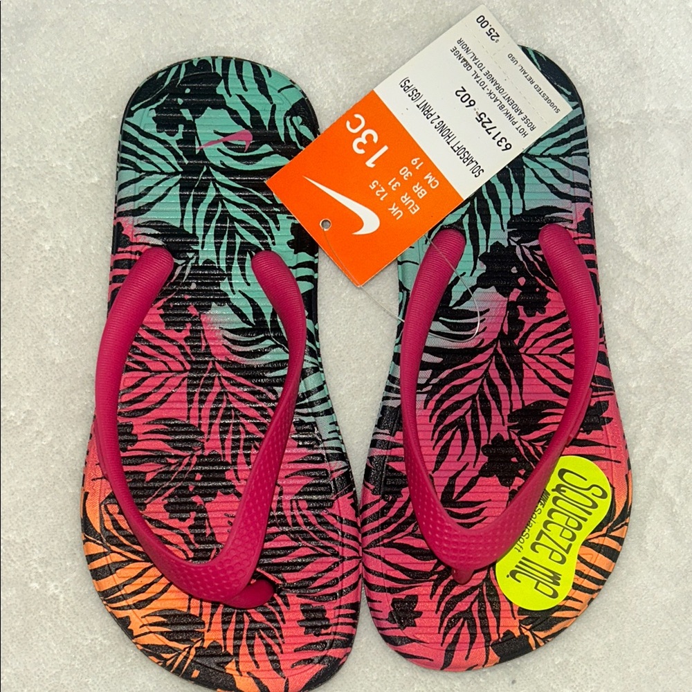 Nike Multicolor Flip Flops with Pink Straps